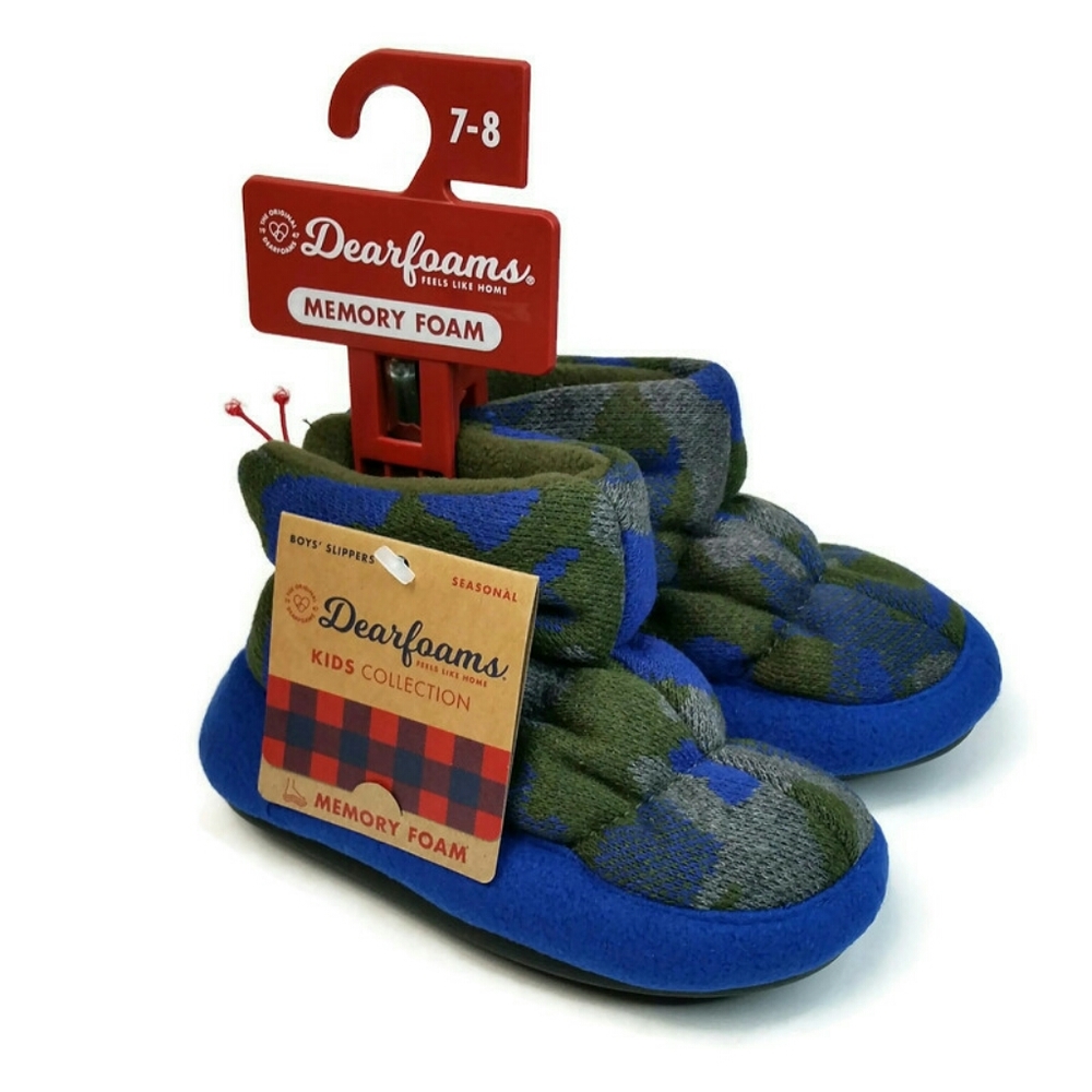 Dearfoams Slippers Boys Camo Memory Foam Bootie - Picture 5 of 7